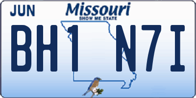 MO license plate BH1N7I