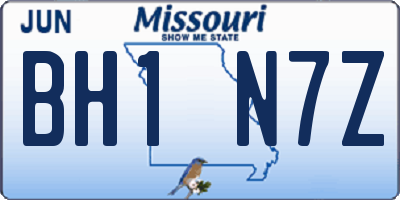 MO license plate BH1N7Z