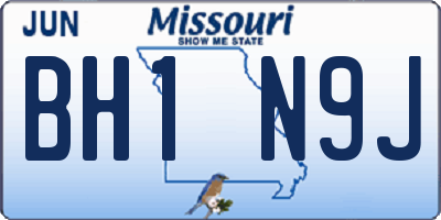 MO license plate BH1N9J