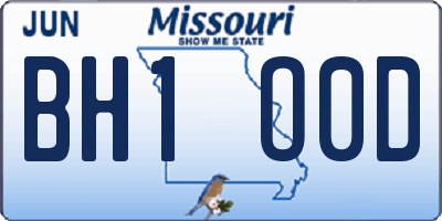 MO license plate BH1O0D