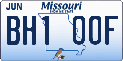 MO license plate BH1O0F