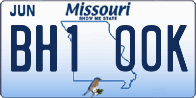 MO license plate BH1O0K