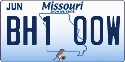 MO license plate BH1O0W