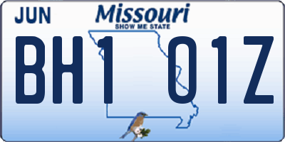 MO license plate BH1O1Z