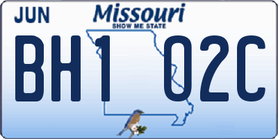 MO license plate BH1O2C