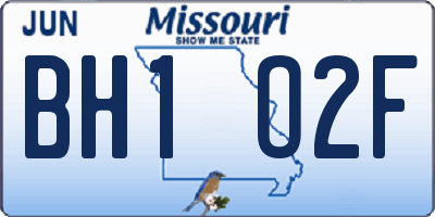 MO license plate BH1O2F