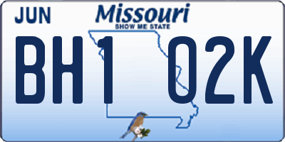 MO license plate BH1O2K