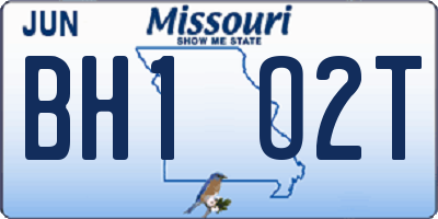 MO license plate BH1O2T
