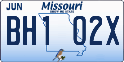 MO license plate BH1O2X