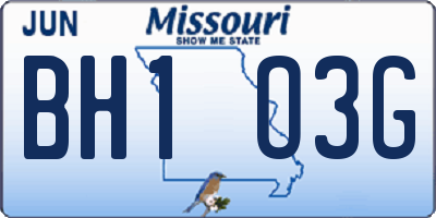 MO license plate BH1O3G