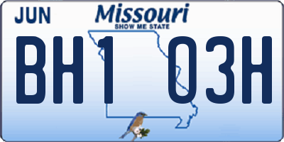 MO license plate BH1O3H
