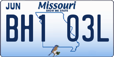 MO license plate BH1O3L