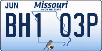 MO license plate BH1O3P