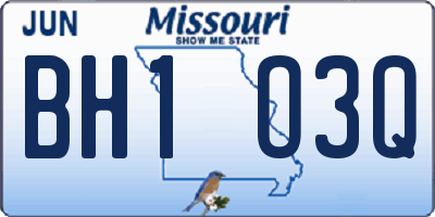 MO license plate BH1O3Q