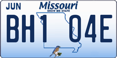 MO license plate BH1O4E