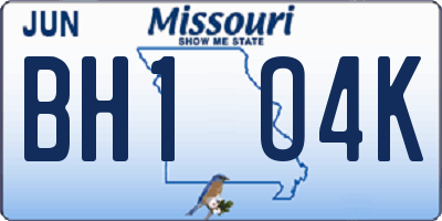 MO license plate BH1O4K