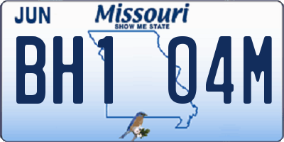 MO license plate BH1O4M