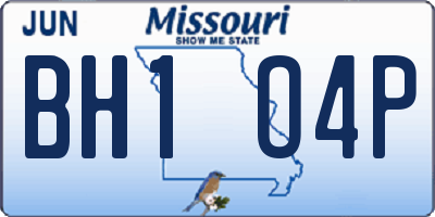 MO license plate BH1O4P