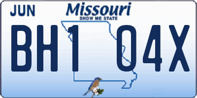 MO license plate BH1O4X