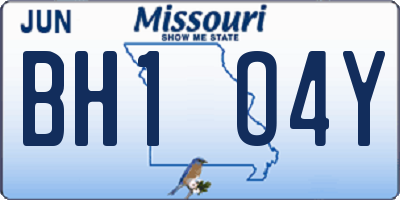 MO license plate BH1O4Y
