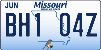 MO license plate BH1O4Z