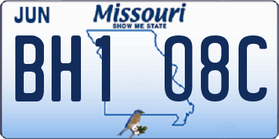 MO license plate BH1O8C