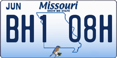 MO license plate BH1O8H