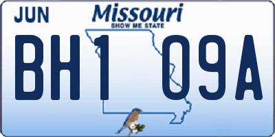 MO license plate BH1O9A
