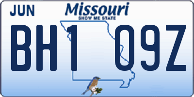 MO license plate BH1O9Z