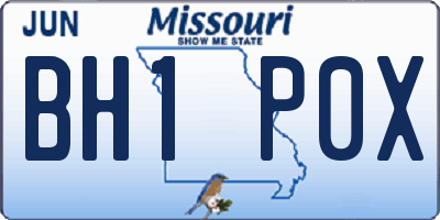 MO license plate BH1P0X