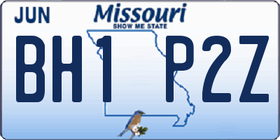 MO license plate BH1P2Z