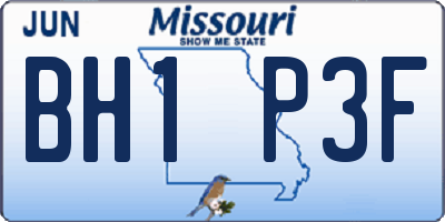 MO license plate BH1P3F