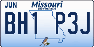 MO license plate BH1P3J