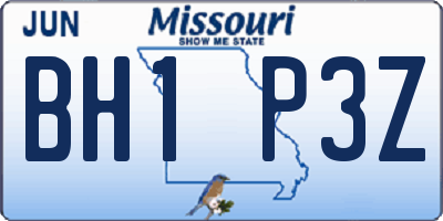 MO license plate BH1P3Z