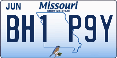 MO license plate BH1P9Y