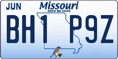 MO license plate BH1P9Z