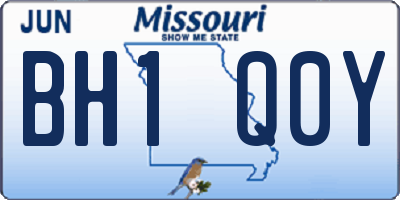 MO license plate BH1Q0Y