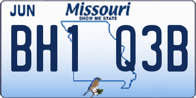 MO license plate BH1Q3B