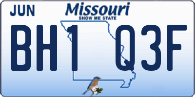 MO license plate BH1Q3F