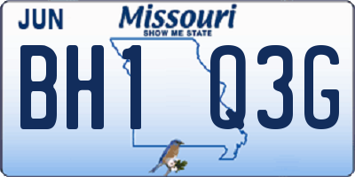 MO license plate BH1Q3G