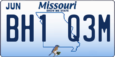 MO license plate BH1Q3M