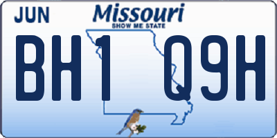 MO license plate BH1Q9H