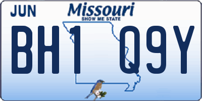 MO license plate BH1Q9Y