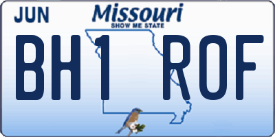 MO license plate BH1R0F