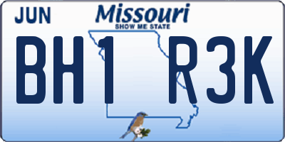 MO license plate BH1R3K