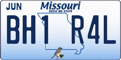 MO license plate BH1R4L