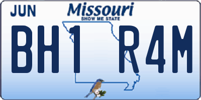 MO license plate BH1R4M