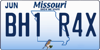 MO license plate BH1R4X