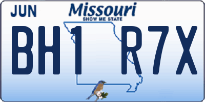 MO license plate BH1R7X