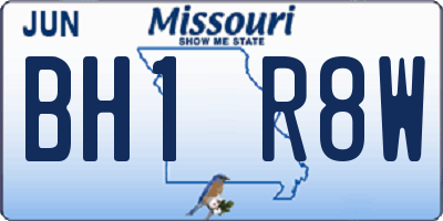 MO license plate BH1R8W